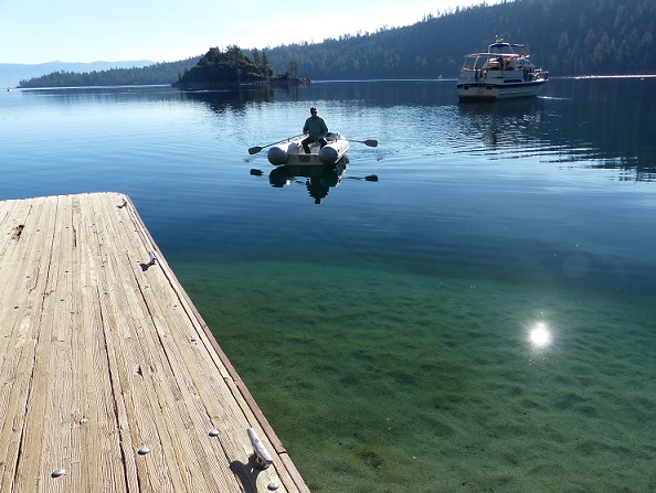 Randall rowing on Lake Tahoe